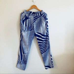 Silk blue and white trousers